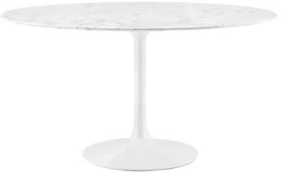 Modway - Lippa 54" Round Artificial Marble Dining Table White