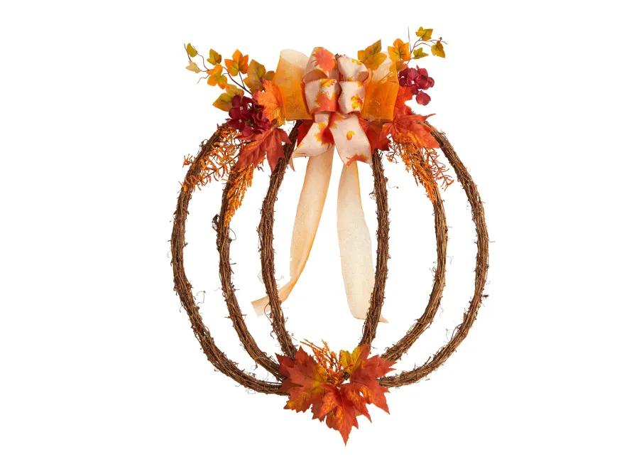 HomPlanti 26" Autumn Pumpkin Artificial Vine Fall Wreath