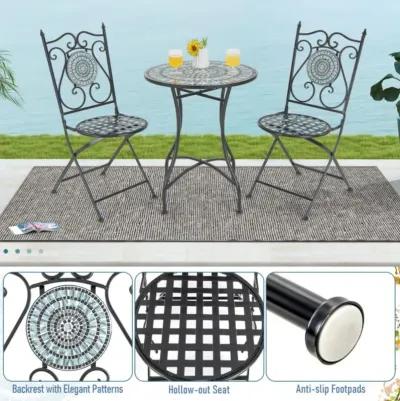 Hivvago Set of 2 Patio Mosaic Chairs Metal Folding Chairs