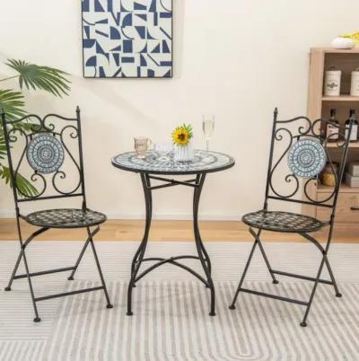 Hivvago Set of 2 Patio Mosaic Chairs Metal Folding Chairs