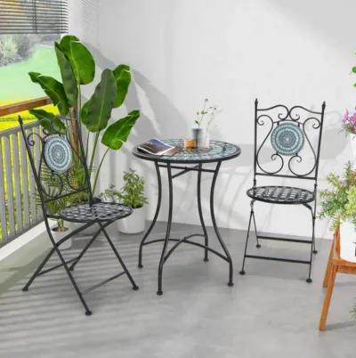 Hivvago Set of 2 Patio Mosaic Chairs Metal Folding Chairs