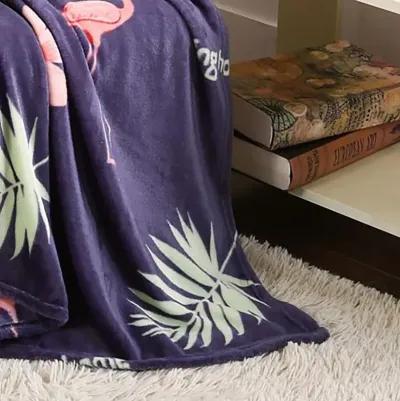 Plazatex Holiday Navy Flamingo Design Micro Plush Throw Blanket - 50x60", Multicolor