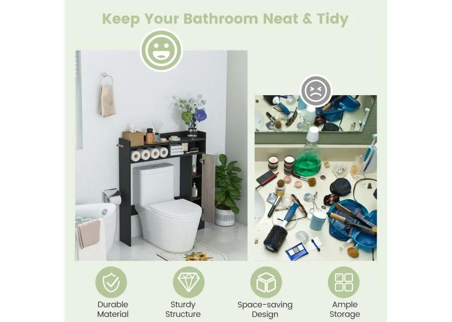 Costway Over the Toilet Bathroom Cabinet Floor Storage Organizer with Adjustable Shelves White