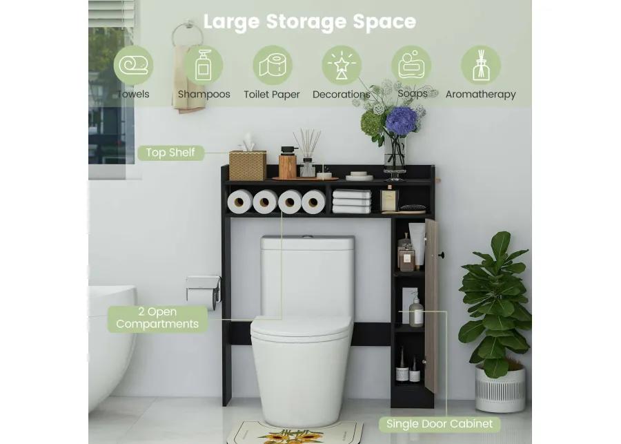 Costway Over the Toilet Bathroom Cabinet Floor Storage Organizer with Adjustable Shelves White