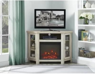 Belen Kox 48-inch Corner Media Stand with Electric Fireplace - White Oak Finish, Belen Kox