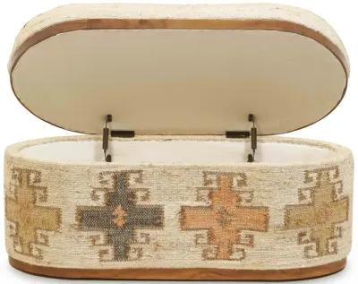 Olivier Peach Boucle Oval Storage Ottoman