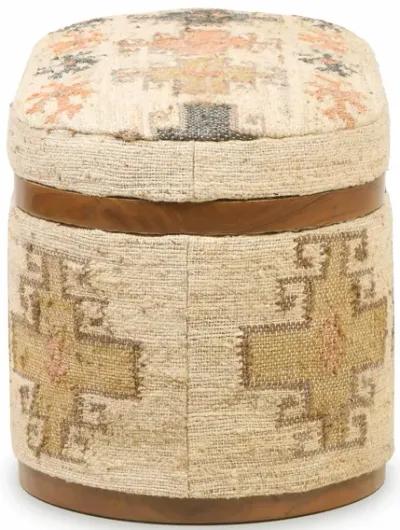 Olivier Peach Boucle Oval Storage Ottoman