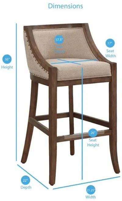 Michelle 26" Bar Stool - Warm Brown