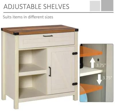 Distressed White Buffet: Modern Sideboard with Adjustable Shelves