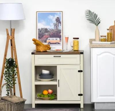 Distressed White Buffet: Modern Sideboard with Adjustable Shelves