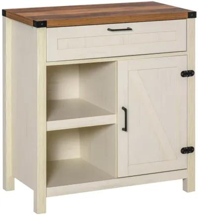 Distressed White Buffet: Modern Sideboard with Adjustable Shelves