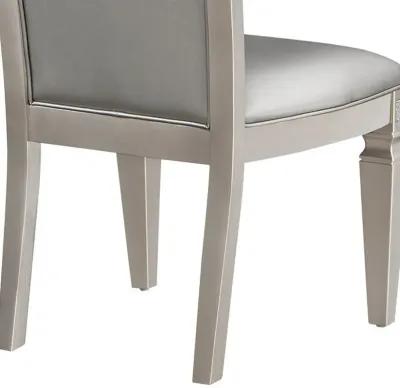 Scott 19 Inch Dining Side Chair Set of 2, Gray Faux Leather, Taupe Wood - Benzara