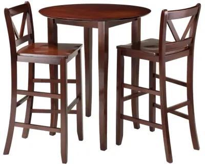 Fiona 3-Pc High Table with V-back Bar Stools, Walnut