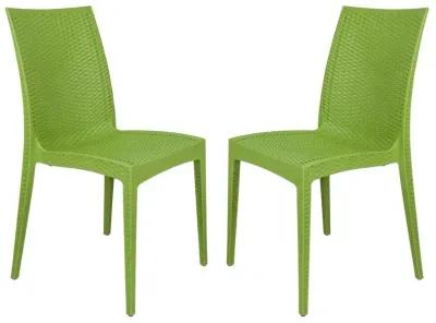 LeisureMod Weave Mace Indoor/Outdoor Dining Chair (Armless), Set of 2