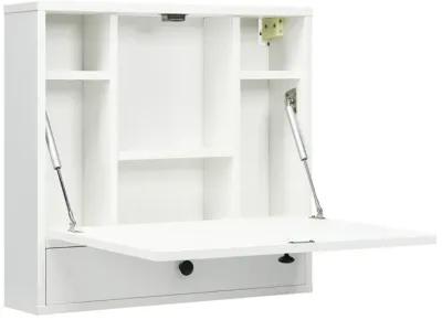 Wall-Mount Floating Desk Foldable Space Saving Laptop Workstation White