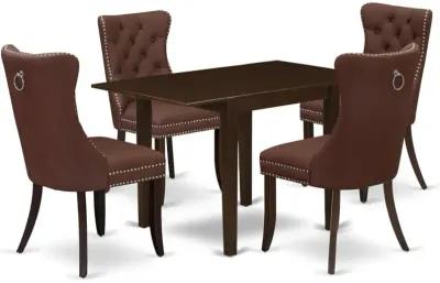 5 Piece Dining Table Set Consists of a Rectangle Kitchen Table with Dropleaf