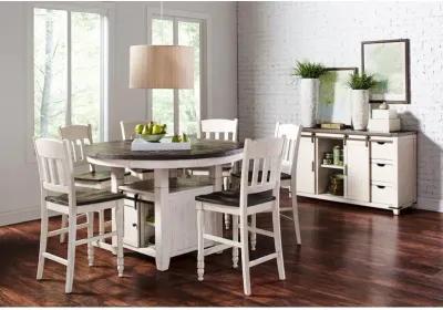 Jofran Seven Piece Reclaimed Solid Wood Counter Height Round Dining Set