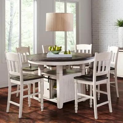 Jofran Seven Piece Reclaimed Solid Wood Counter Height Round Dining Set