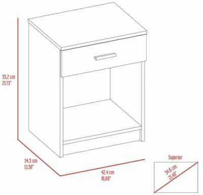 Eco Nightstand, Superior Top, One Drawer, Lower Shelf