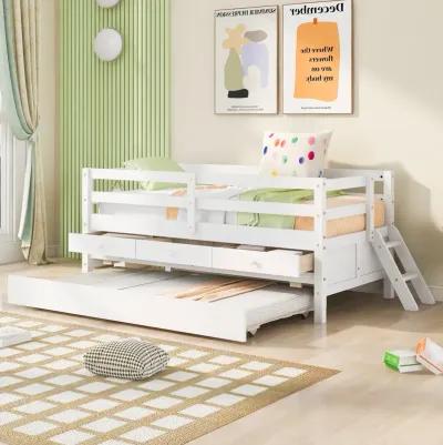 Merax Low Loft Bed with Full Safety Fence