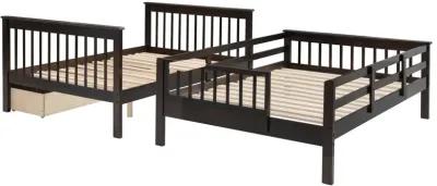 Stairway Full-Over-Full Bunk Bed With Drawer, Storage And Guard Rail For Bedroom