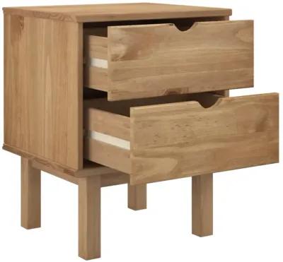 vidaXL Bedside Cabinet OTTA in Brown, Solid Pine Wood, 18.1"x15.6"x22.4", 2 Drawers, Versatile and Reliable, Easy Assembly, Spacious Top for Decor Display