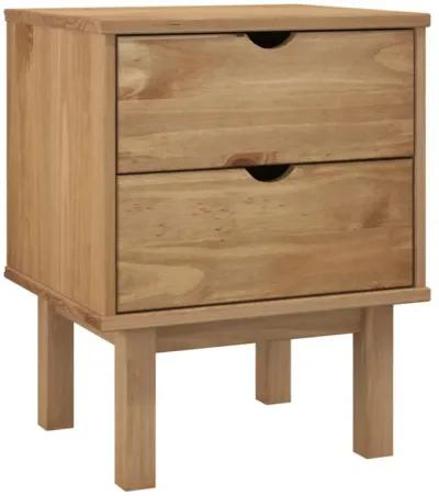 vidaXL Bedside Cabinet OTTA in Brown, Solid Pine Wood, 18.1"x15.6"x22.4", 2 Drawers, Versatile and Reliable, Easy Assembly, Spacious Top for Decor Display