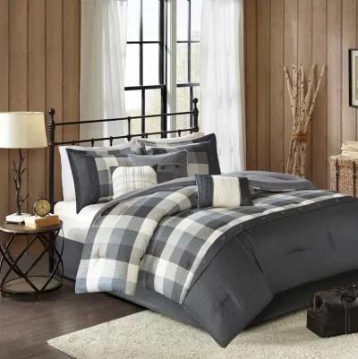 Gracie Mills Nanette 7-Piece Bufallo Plaid Printed Herringbone Comforter Set