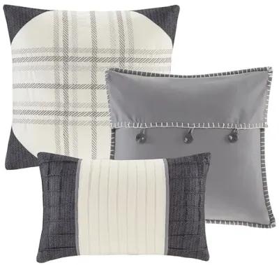 Gracie Mills Nanette 7-Piece Bufallo Plaid Printed Herringbone Comforter Set