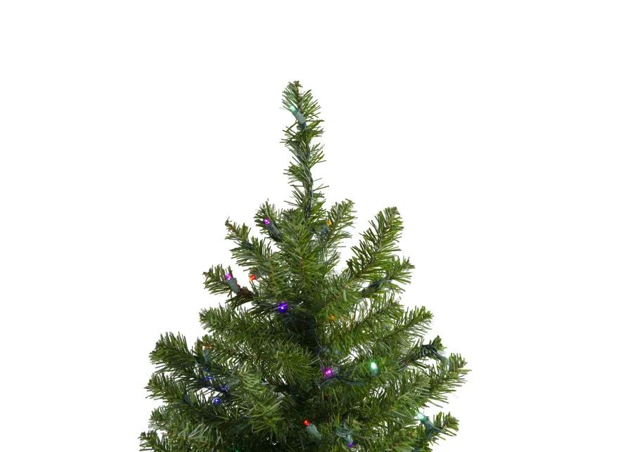 18" Pre-Lit Canadian Pine Artificial Christmas Tree - Multicolor Lights