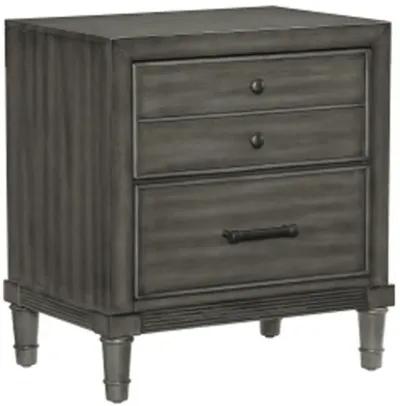 Ceila 27 Inch Classic 2 Drawer Nightstand, Round Tapered Legs, Gray Finish-Benzara