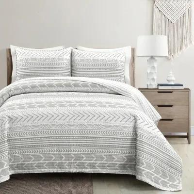 Hygge Geo Reversible Oversized Cotton Quilt 3Pc Set