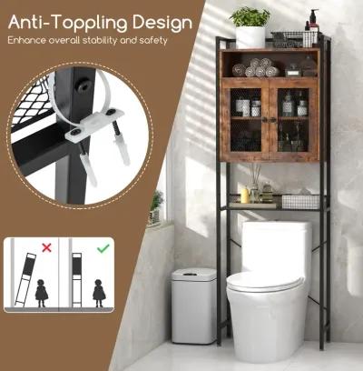 Over-The-Toilet Storage Cabinet with Heavy-Duty Metal Frame 2-door Freestanding