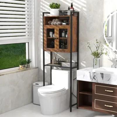 Over-The-Toilet Storage Cabinet with Heavy-Duty Metal Frame 2-door Freestanding