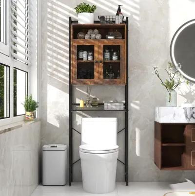 Over-The-Toilet Storage Cabinet with Heavy-Duty Metal Frame 2-door Freestanding