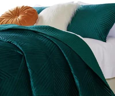 Ahab 36 x 20 King Pillow Sham, Polyester Filling, Motif, Teal Dutch Velvet-Benzara