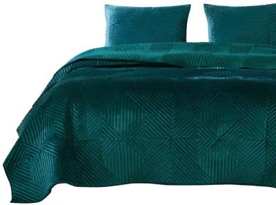 Ahab 36 x 20 King Pillow Sham, Polyester Filling, Motif, Teal Dutch Velvet-Benzara