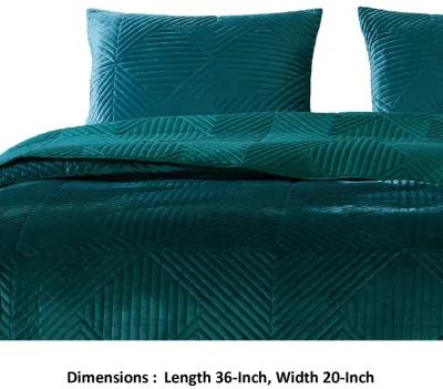 Ahab 36 x 20 King Pillow Sham, Polyester Filling, Motif, Teal Dutch Velvet-Benzara