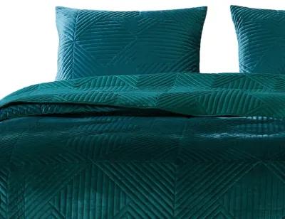 Ahab 36 x 20 King Pillow Sham, Polyester Filling, Motif, Teal Dutch Velvet-Benzara