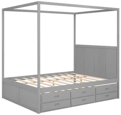 Merax Canopy Platform Bed with Trundle and  Storage Drawers