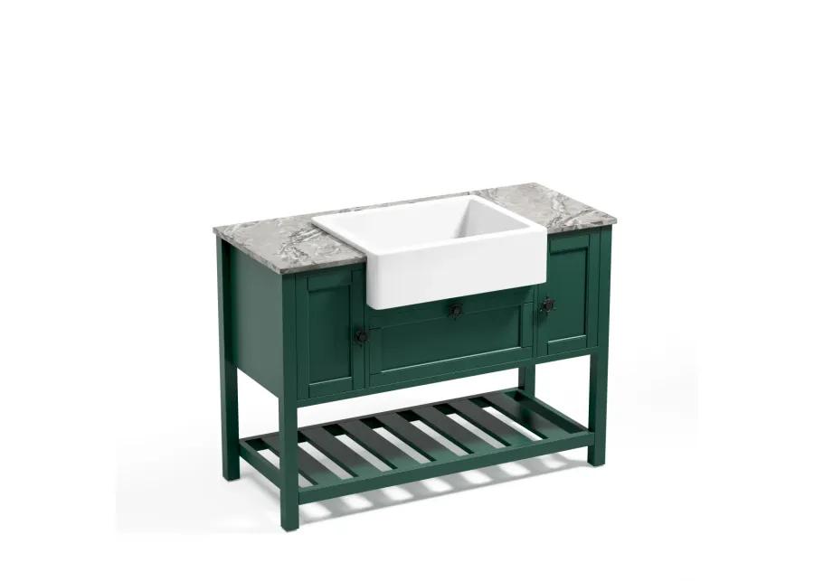 Solid Wood Bathroom Vanities Without Tops 48 In. W X 20 In. D X 33.60 In. H Bathroom Vanity In Green