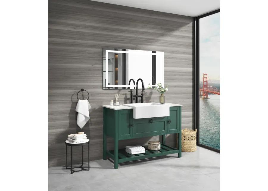 Solid Wood Bathroom Vanities Without Tops 48 In. W X 20 In. D X 33.60 In. H Bathroom Vanity In Green