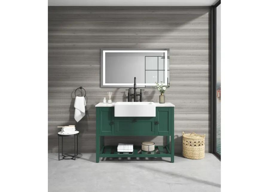 Solid Wood Bathroom Vanities Without Tops 48 In. W X 20 In. D X 33.60 In. H Bathroom Vanity In Green