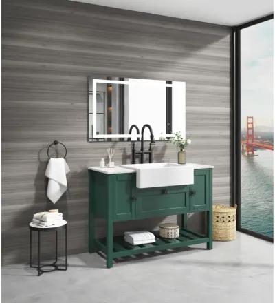 Solid Wood Bathroom Vanities Without Tops 48 In. W X 20 In. D X 33.60 In. H Bathroom Vanity In Green