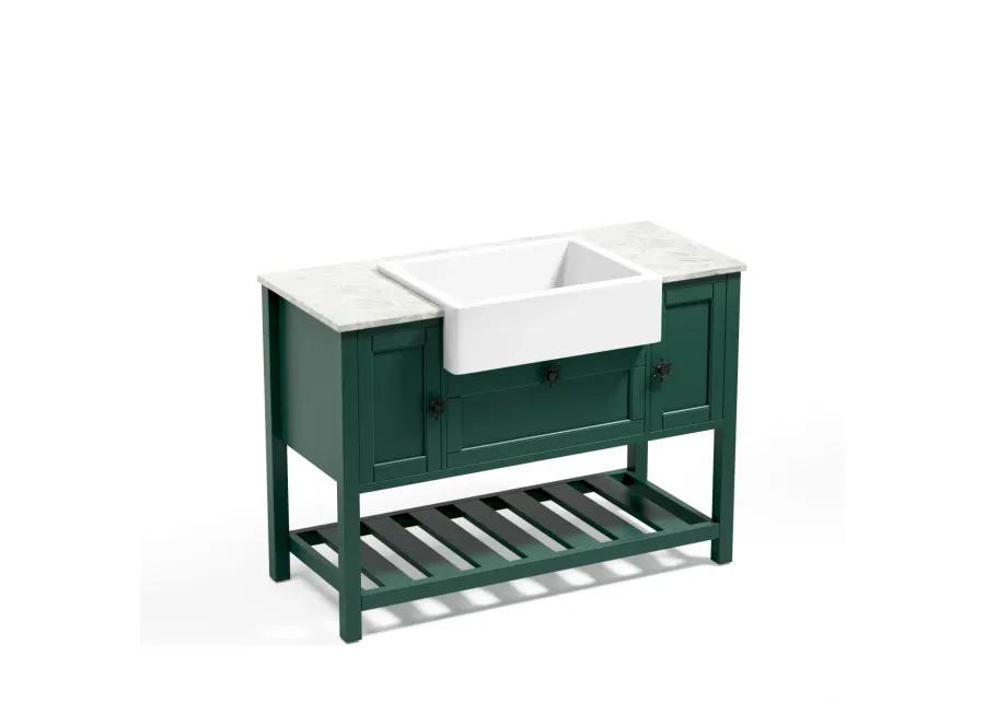 Solid Wood Bathroom Vanities Without Tops 48 In. W X 20 In. D X 33.60 In. H Bathroom Vanity In Green