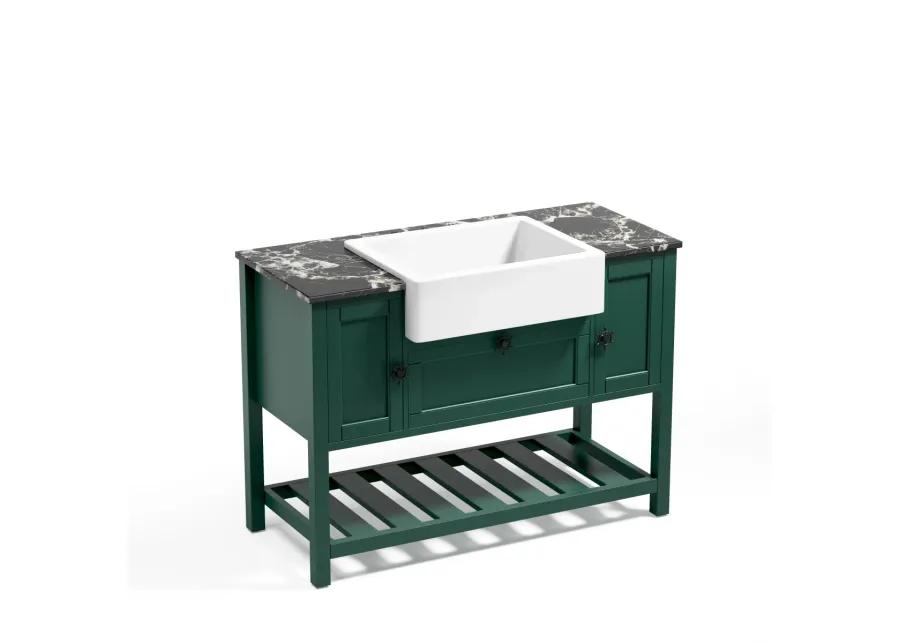 Solid Wood Bathroom Vanities Without Tops 48 In. W X 20 In. D X 33.60 In. H Bathroom Vanity In Green