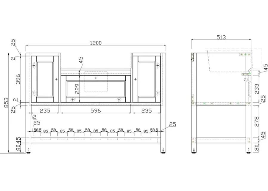 Solid Wood Bathroom Vanities Without Tops 48 In. W X 20 In. D X 33.60 In. H Bathroom Vanity In Green