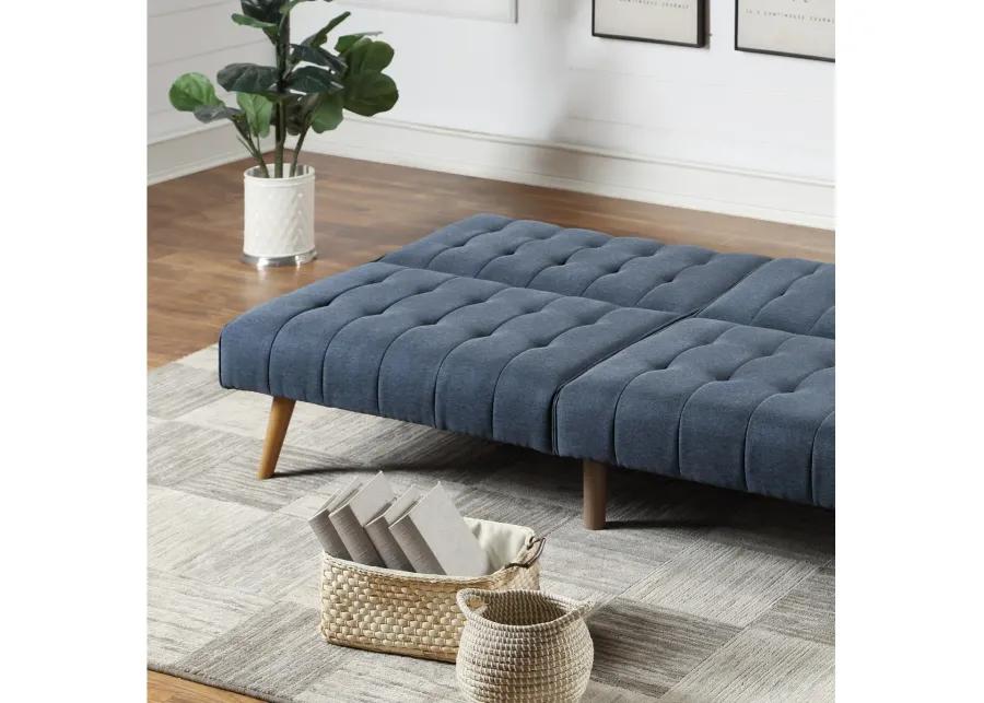 Navy Color Modern Convertible Sofa 1 Piece Set Couch Polyfiber Plush Tufted Cushion Sofa Wooden Legs