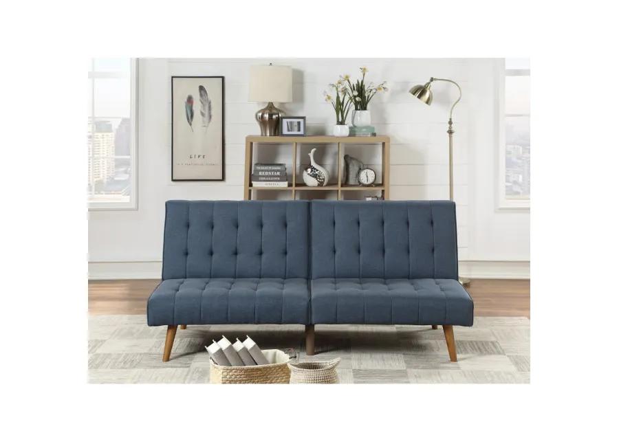 Navy Color Modern Convertible Sofa 1 Piece Set Couch Polyfiber Plush Tufted Cushion Sofa Wooden Legs