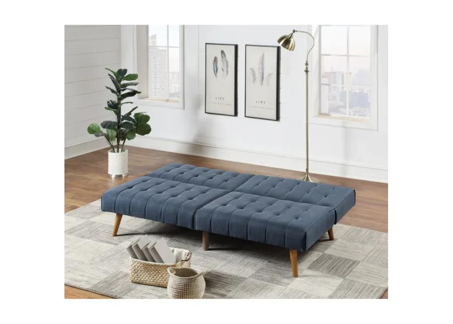 Navy Color Modern Convertible Sofa 1 Piece Set Couch Polyfiber Plush Tufted Cushion Sofa Wooden Legs